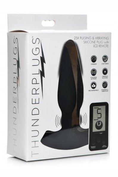 25X Pulsing and Vibrating Silicone Plug with Remote - Sex On the Go