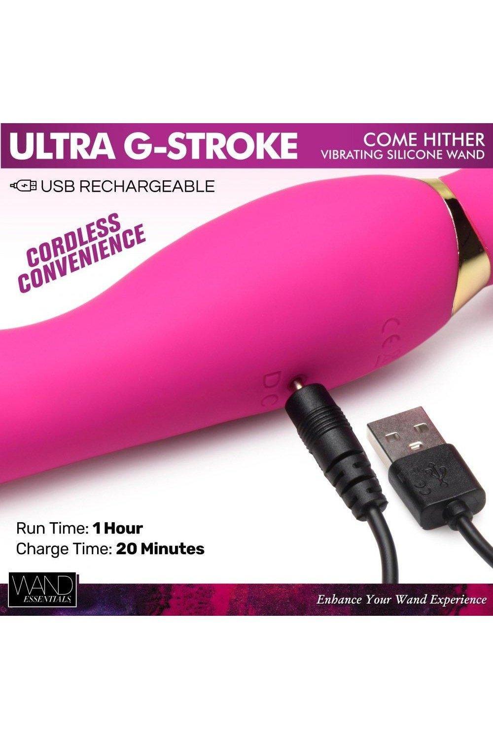 Ultra G-Stroke Come Hither Vibrating Silicone Wand - Sex On the Go