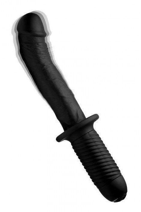 The Large Realistic 10X Silicone Vibrator with Handle - Sex On the Go