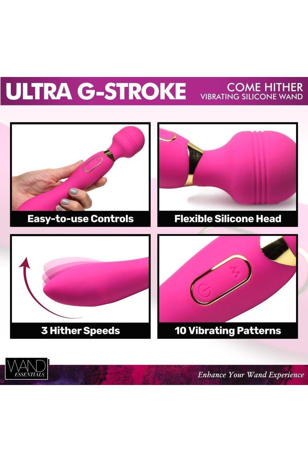 Ultra G-Stroke Come Hither Vibrating Silicone Wand - Sex On the Go