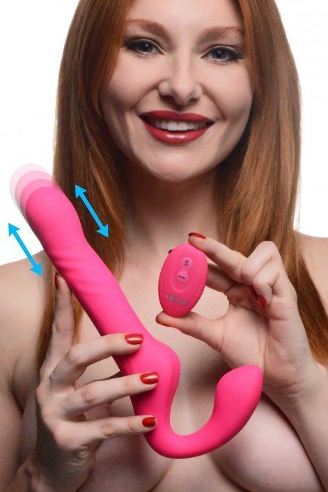 30X Thrusting and Vibrating Strapless Strap-On With Remote Control - Sex On the Go
