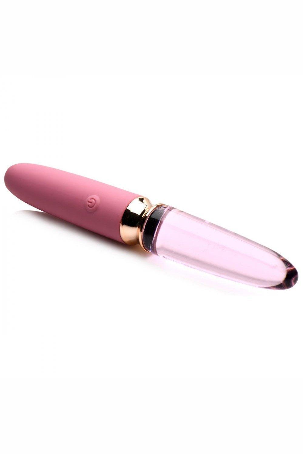 10X Rosé Dual Ended Smooth Silicone and Glass Vibrator - Sex On the Go