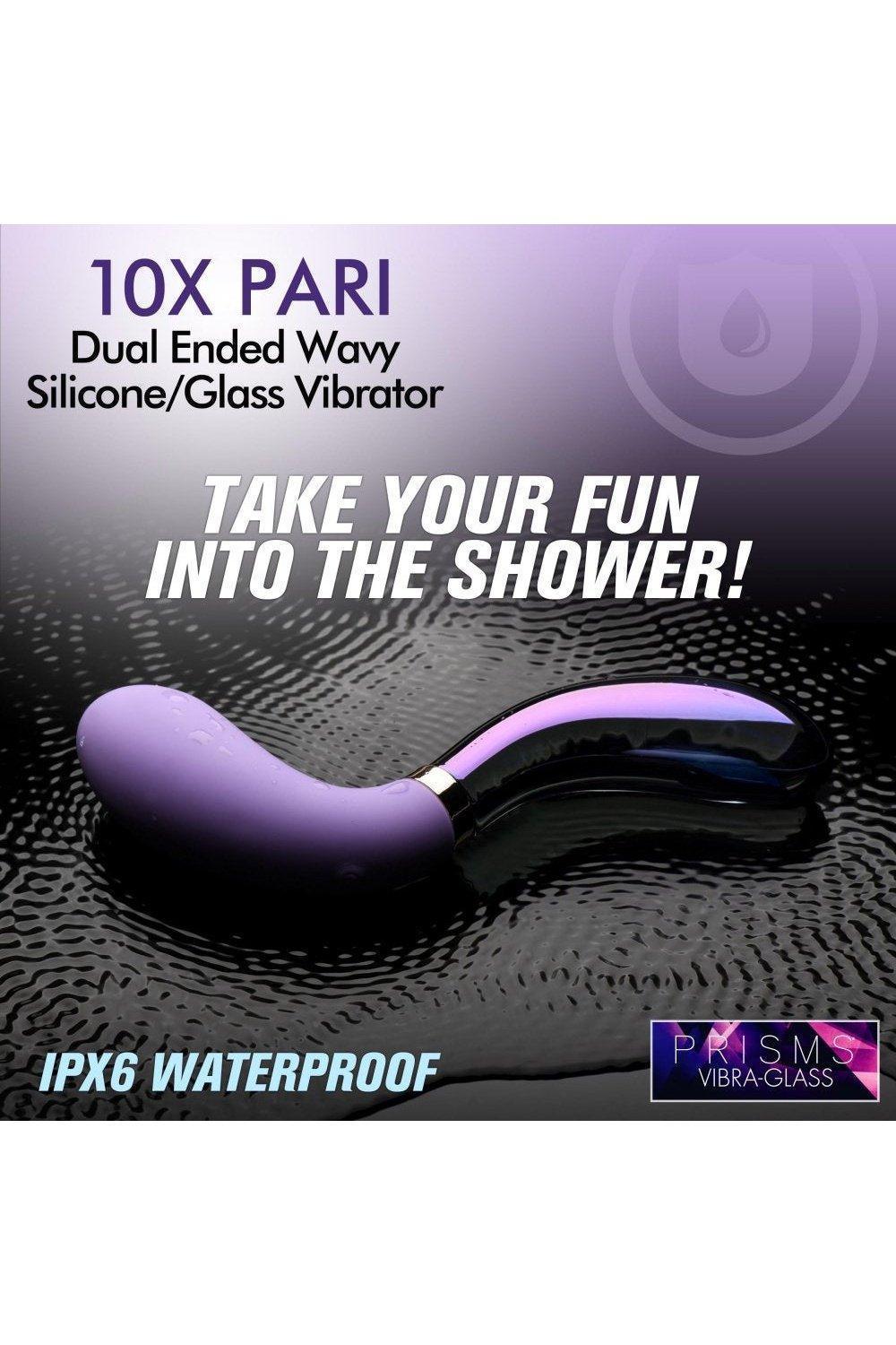 10X Pari Dual Ended Wavy Silicone and Glass Vibrator - Sex On the Go