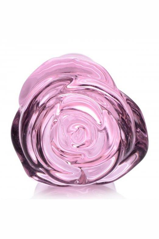 Pink Rose Glass Anal Plug - Medium - Sex On the Go