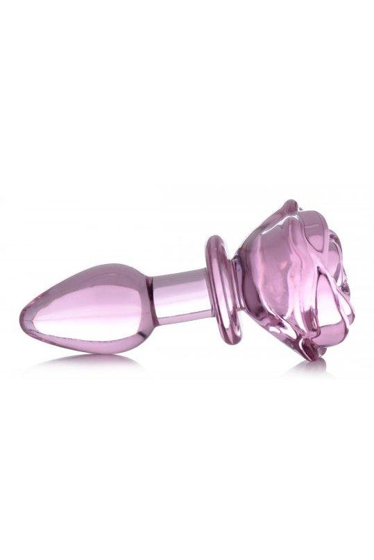 Pink Rose Glass Anal Plug - Small - Sex On the Go