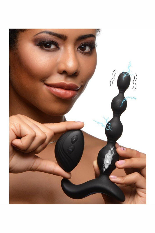 Shock-Beads 80X Vibrating & E-stim Silicone Anal Beads with Remote - Sex On the Go