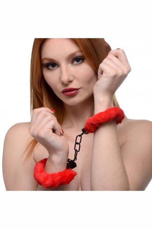 Cuffed In Fur Furry Handcuffs - Red - Sex On the Go