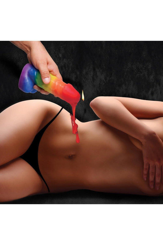 Pride Pecker Dick Drip Candle - Rainbow - Sex On the Go