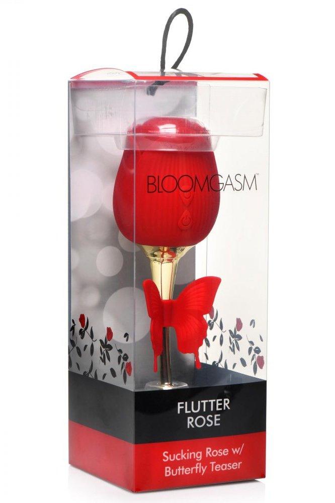 Bloomgasm Flutter Rose Clit Sucking Stimulator with Butterfly Teaser - Sex On the Go