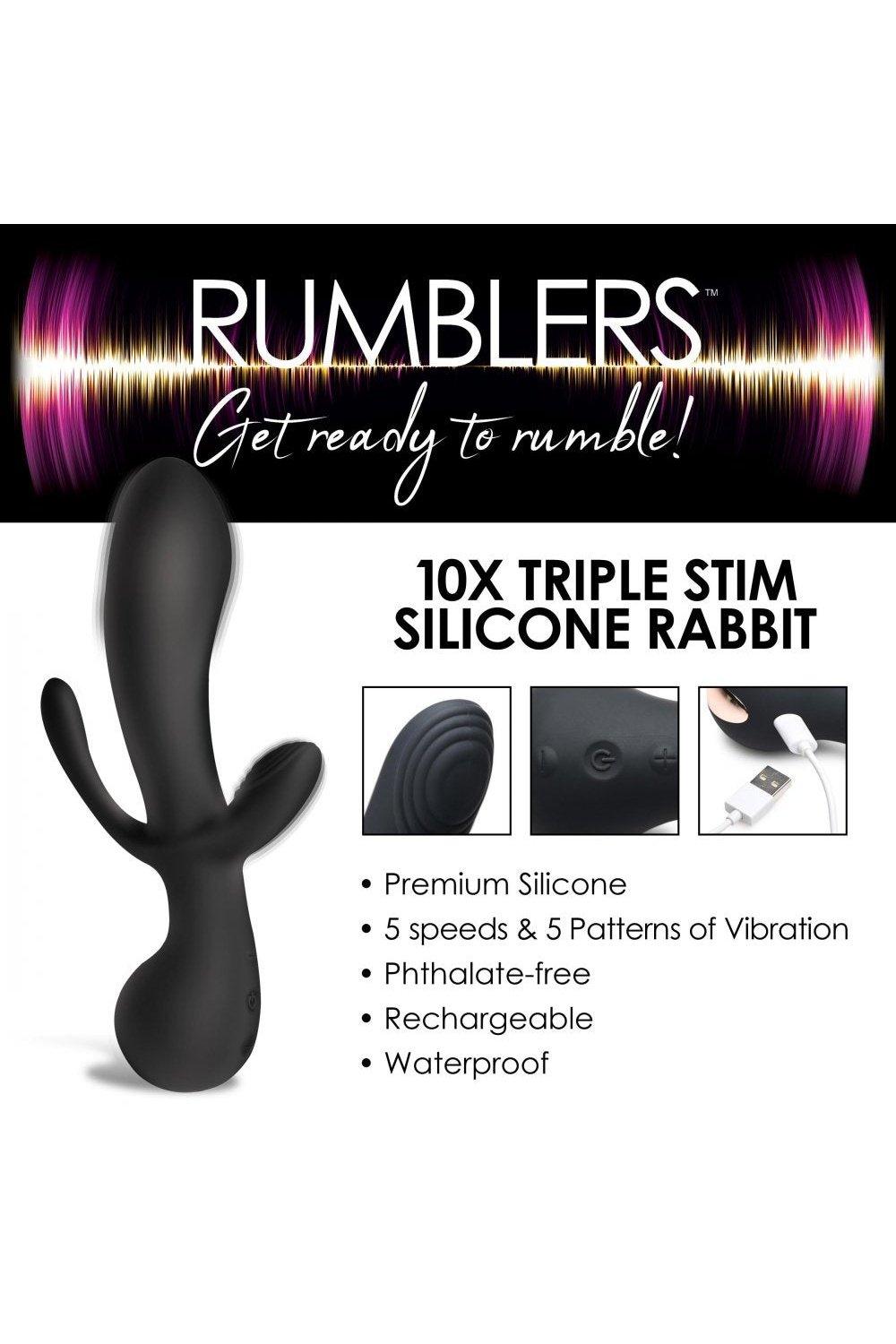 10X Triple Stim Silicone Vibrator - Sex On the Go