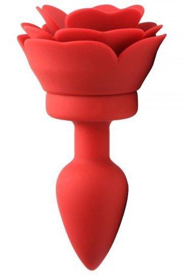 28X Silicone Vibrating Rose Anal Plug with Remote - Small - Sex On the Go