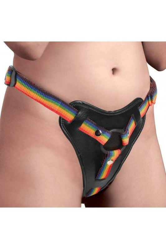 Rainbow Strap On Harness with Silicone O-Rings - Sex On the Go