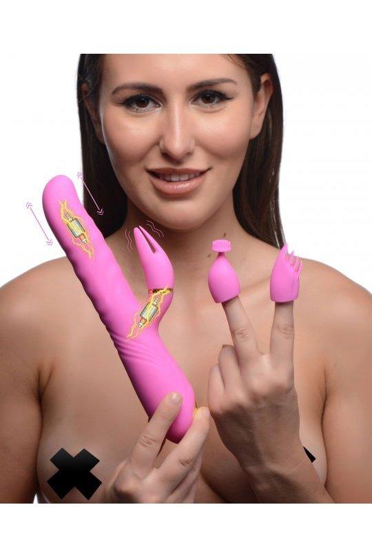 10X Versa-Thrust Vibrating and Thrusting Silicone Rabbit with 3 Attachments - Sex On the Go