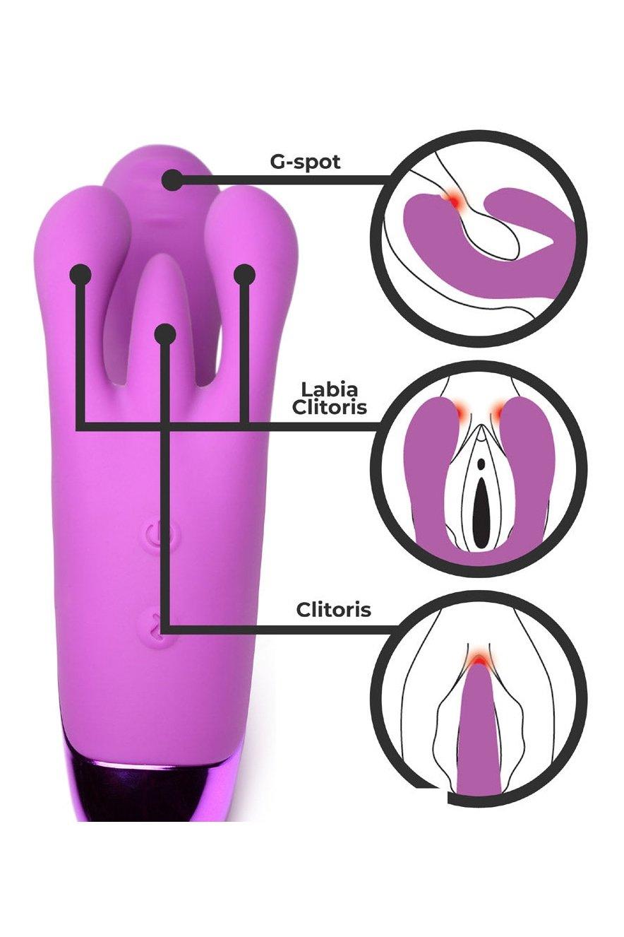 10X Triple Rabbit Silicone Vibrator - Purple or Pink Sex on the Go