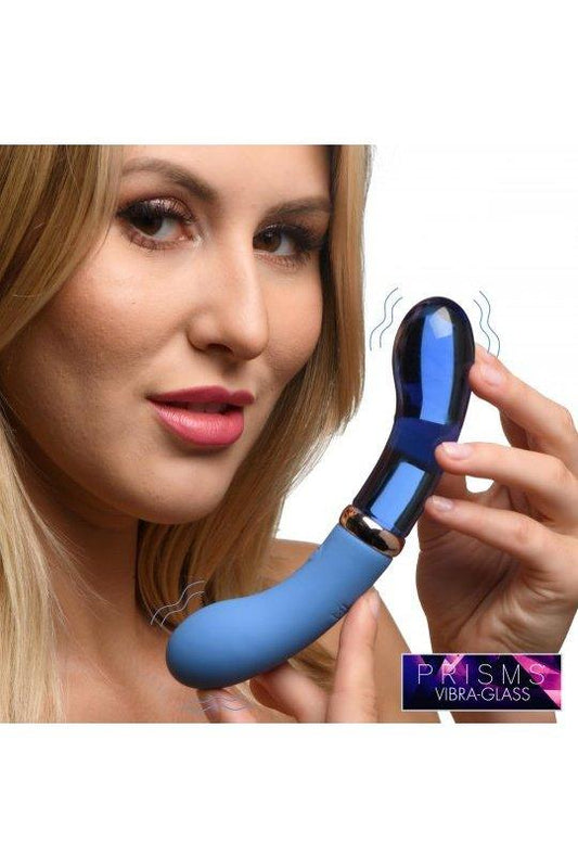 10X Bleu Dual Ended G-Spot Silicone and Glass Vibrator - Sex On the Go