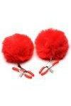 Pom Pom Nipple Clamps - Red - Sex On the Go