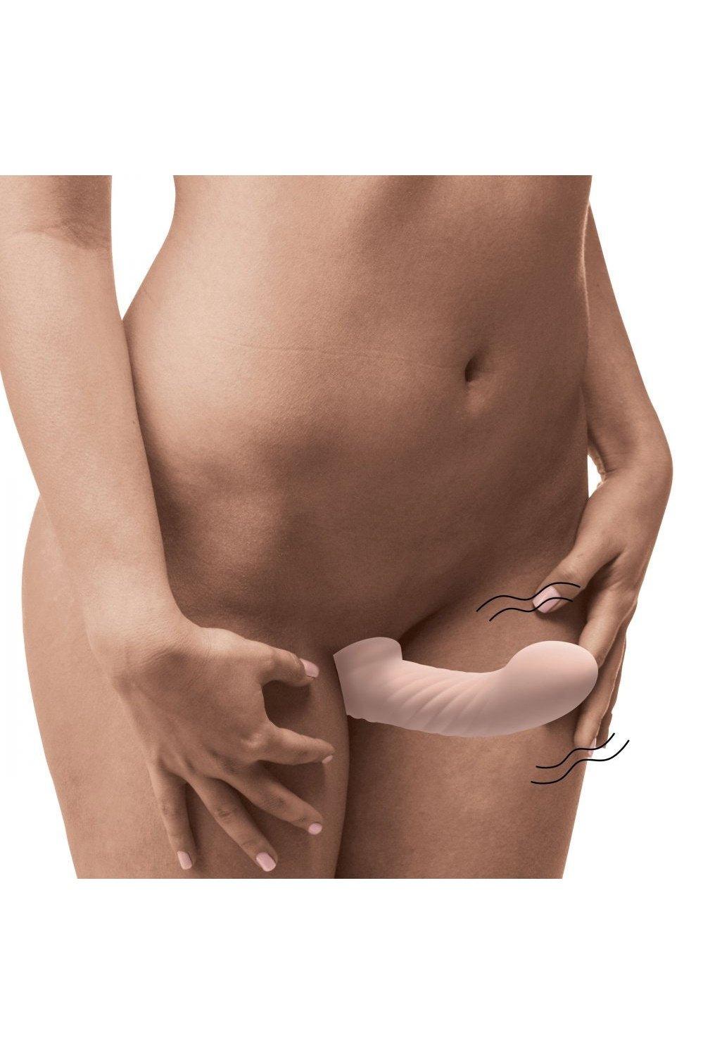 Ergo-Fit Twist Inflatable Vibrating Silicone Strapless Strap-on - Beige - Sex On the Go