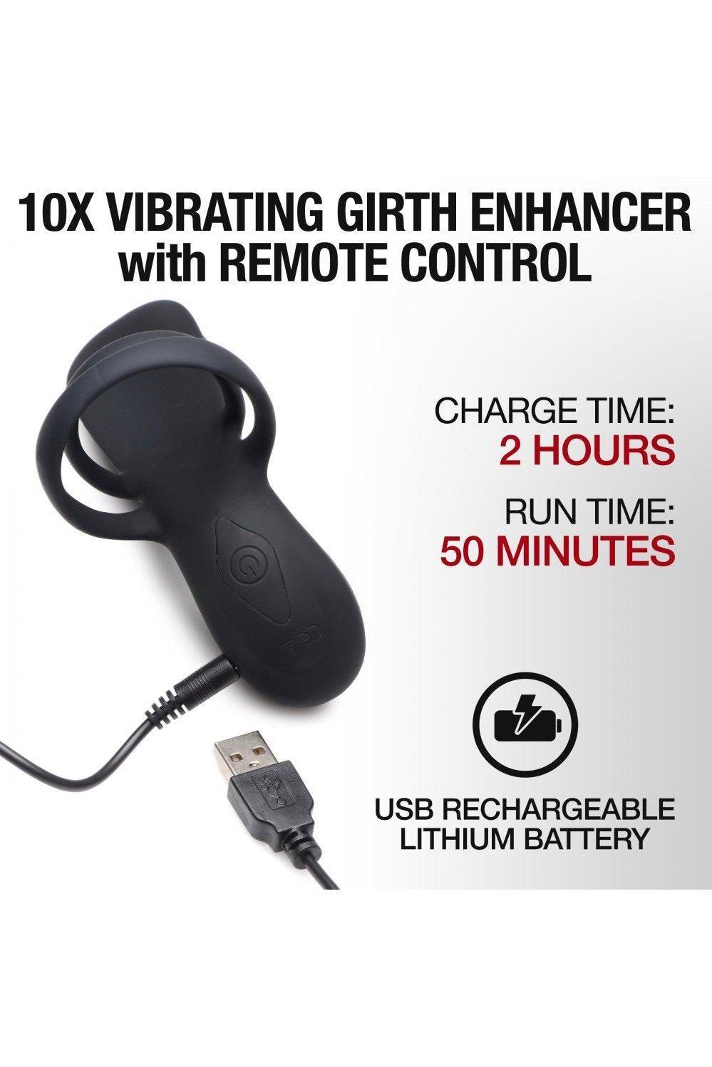 10X Silicone Vibrating Girth Enhancer with Remote Control - Sex On the Go