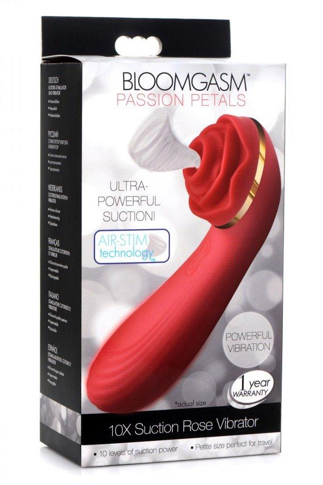 Passion Petals 10X Silicone Suction Rose Vibrator - Red - Sex On the Go