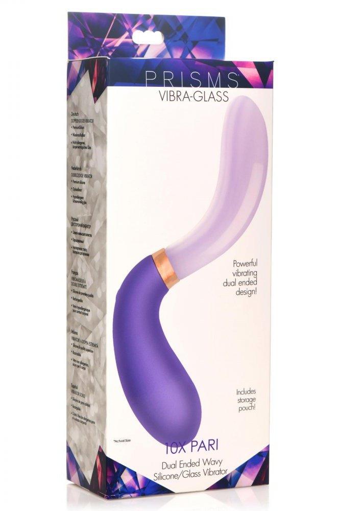 10X Pari Dual Ended Wavy Silicone and Glass Vibrator - Sex On the Go