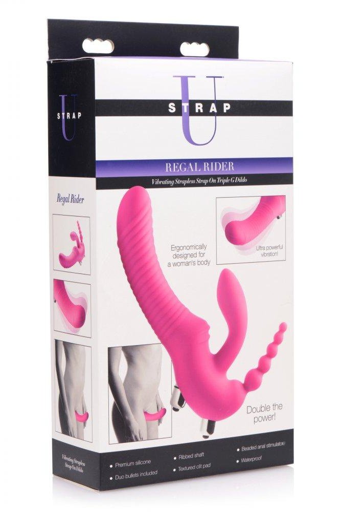 Regal Rider Vibrating Silicone Strapless Strap On Triple G Dildo - Sex On the Go