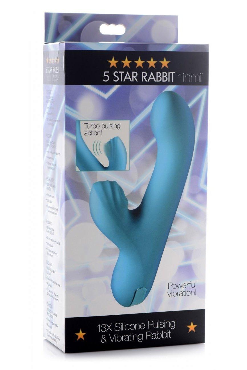 5 Star 13X Silicone Pulsing and Vibrating Rabbit - Teal - Sex On the Go