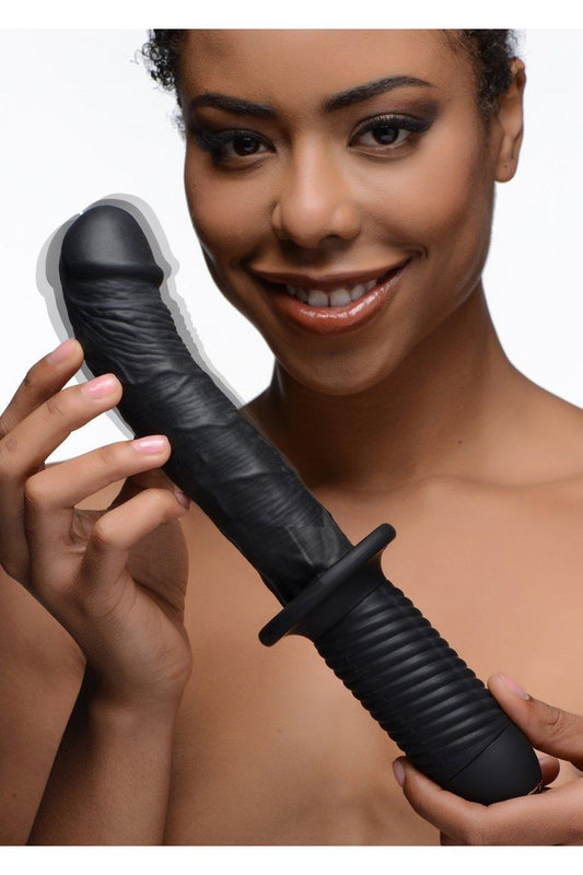 The Large Realistic 10X Silicone Vibrator with Handle - Sex On the Go